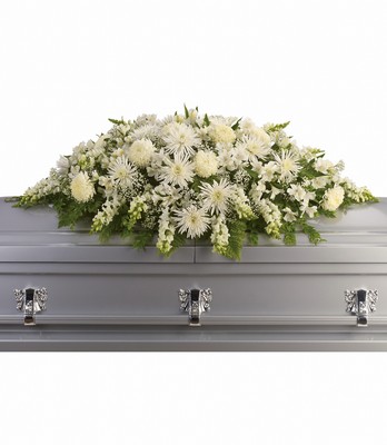 Enduring Light Casket Spray from Forever Flowers, flower delivery in St. Thomas, VI